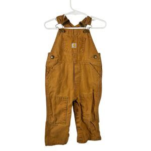 Carhartt boys 18m brown duck overalls